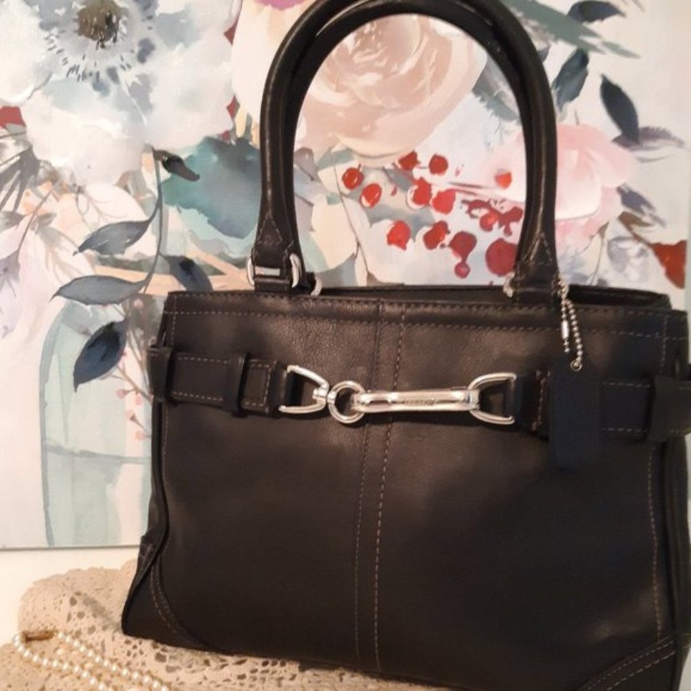 Coach Hampton Black Leather Tote